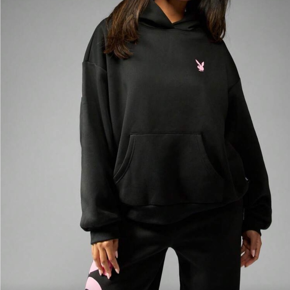 PLAYBOY Black Hoodie with Pink Emblem